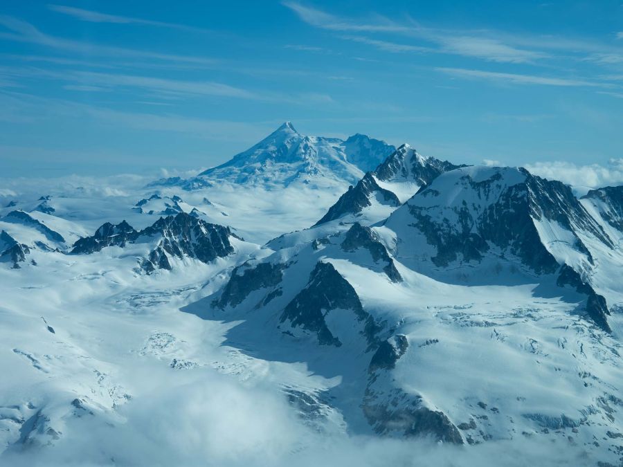 Flying through Lake Clark Pass in Alaska