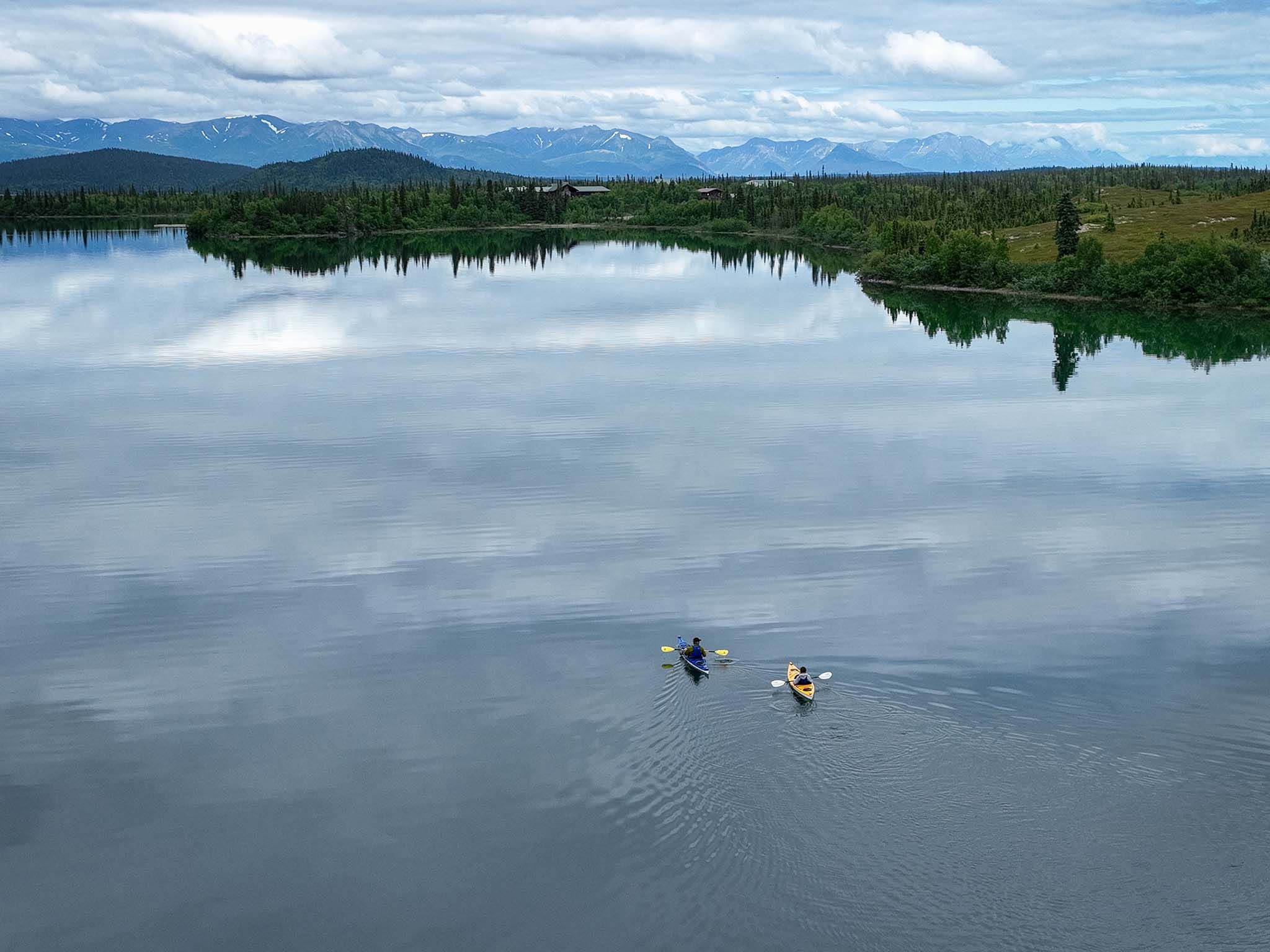 Kayaking around Lake Clark Lodge 