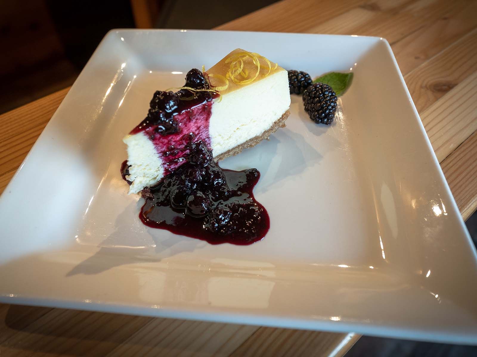Cheesecake and wild locally picked blueberries 