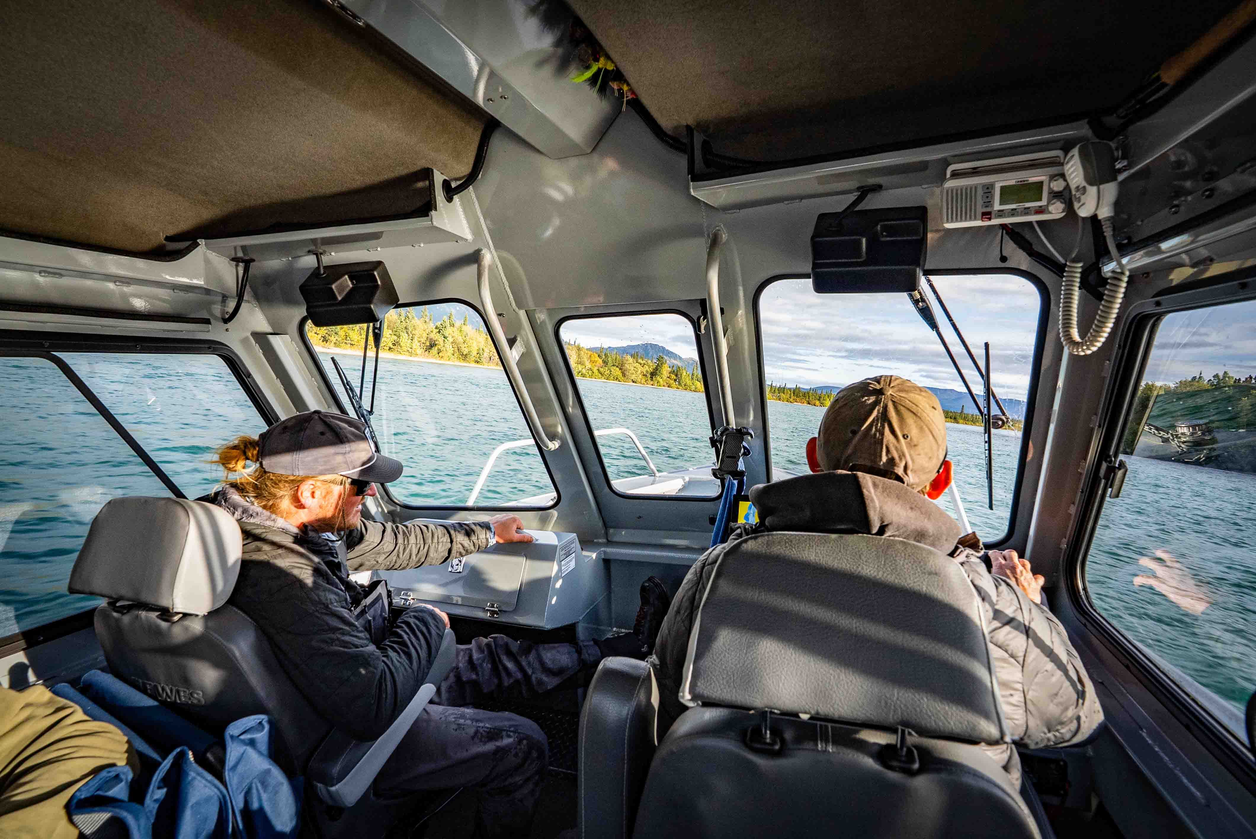 Enclosed Cabin Hewes Craft on Lake Clark 
