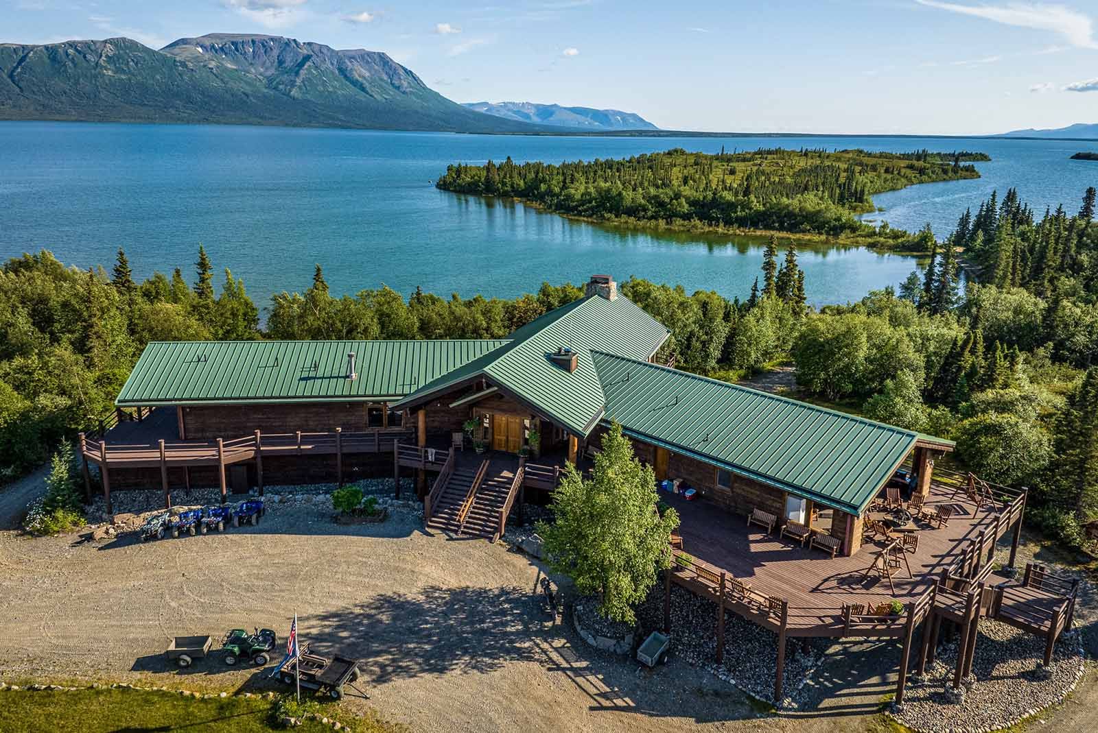 Lake Clark Lodge overlooking the Chigmit Mountains 