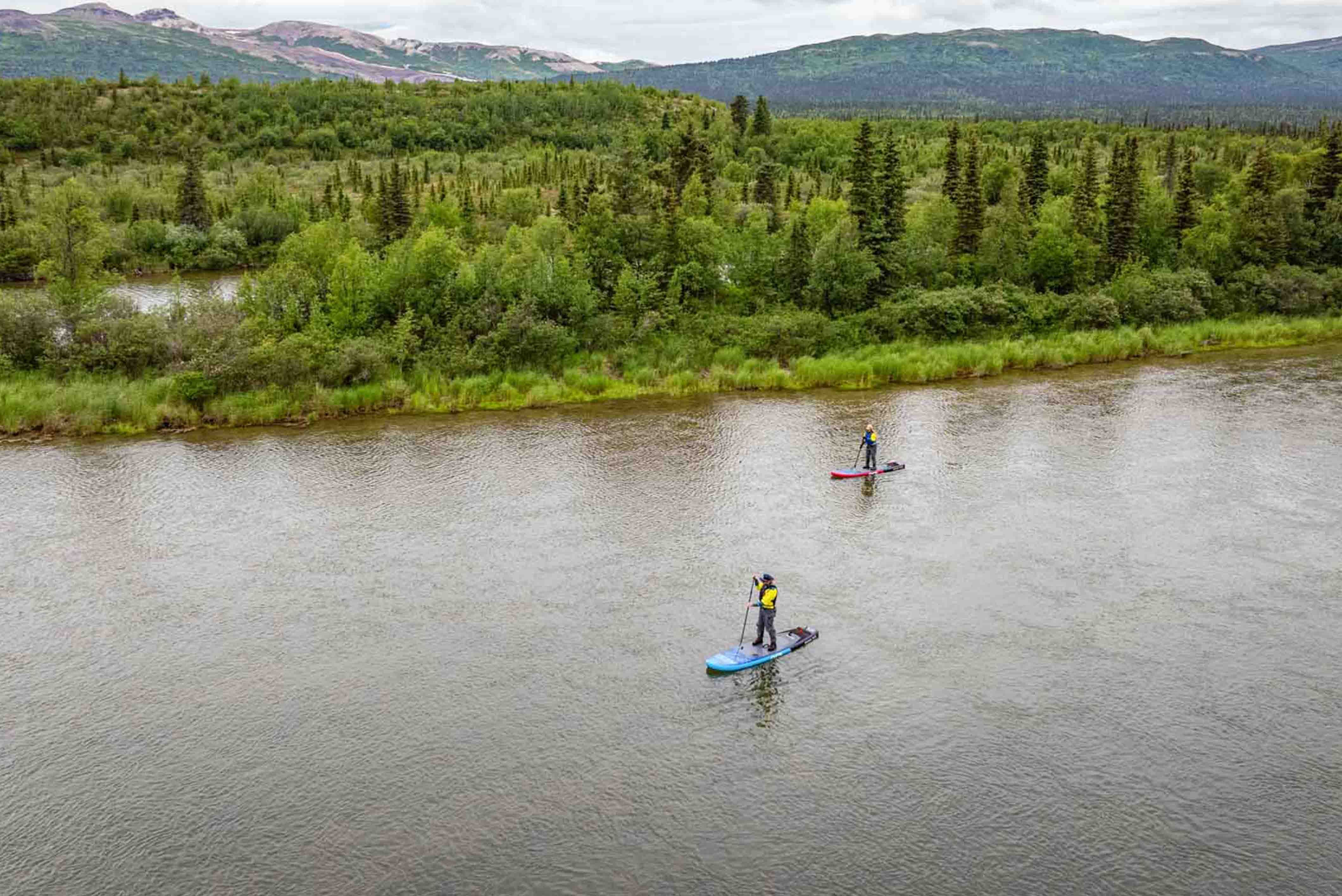 Paddleboarding near dormant volcanoes